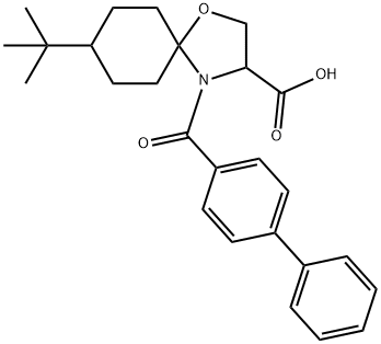 4-{[1,1-biphenyl]-4-carbonyl}-8-tert-butyl-1-oxa-4-azaspiro[4.5]decane-3-carboxylic acid Structure