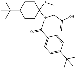 8-tert-butyl-4-(4-tert-butylbenzoyl)-1-oxa-4-azaspiro[4.5]decane-3-carboxylic acid, 1326810-02-9, 结构式
