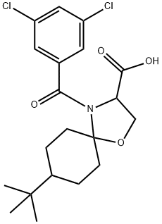 8-tert-butyl-4-(3,5-dichlorobenzoyl)-1-oxa-4-azaspiro[4.5]decane-3-carboxylic acid Structure