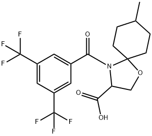 4-[3,5-bis(trifluoromethyl)benzoyl]-8-methyl-1-oxa-4-azaspiro[4.5]decane-3-carboxylic acid, 1326810-71-2, 结构式