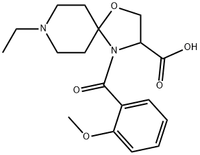 8-エチル-4-(2-メトキシベンゾイル)-1-オキサ-4,8-ジアザスピロ[4.5]デカン-3-カルボン酸 化学構造式