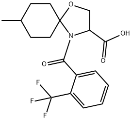 8-methyl-4-[2-(trifluoromethyl)benzoyl]-1-oxa-4-azaspiro[4.5]decane-3-carboxylic acid Structure