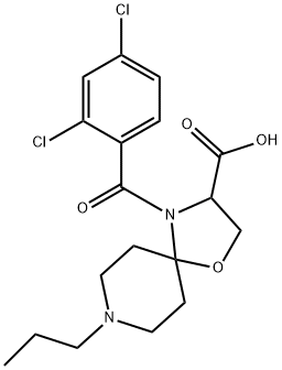 4-(2,4-dichlorobenzoyl)-8-propyl-1-oxa-4,8-diazaspiro[4.5]decane-3-carboxylic acid Struktur