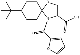 8-tert-butyl-4-(furan-2-carbonyl)-1-oxa-4-azaspiro[4.5]decane-3-carboxylic acid Structure