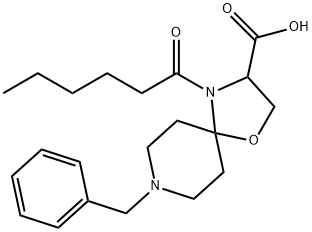 8-benzyl-4-hexanoyl-1-oxa-4,8-diazaspiro[4.5]decane-3-carboxylic acid,1326811-52-2,结构式