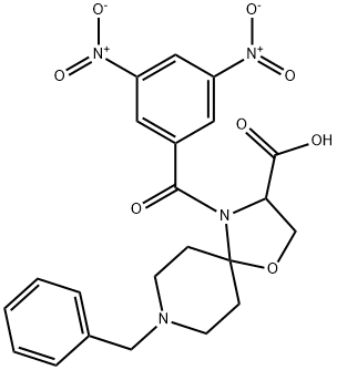 8-benzyl-4-(3,5-dinitrobenzoyl)-1-oxa-4,8-diazaspiro[4.5]decane-3-carboxylic acid Struktur