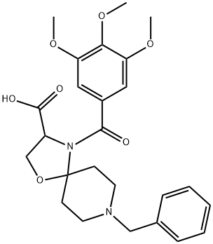8-benzyl-4-(3,4,5-trimethoxybenzoyl)-1-oxa-4,8-diazaspiro[4.5]decane-3-carboxylic acid Struktur