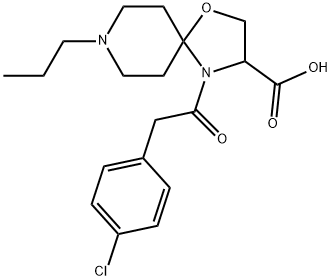 4-[2-(4-chlorophenyl)acetyl]-8-propyl-1-oxa-4,8-diazaspiro[4.5]decane-3-carboxylic acid Struktur