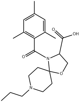 8-propyl-4-(2,4,6-trimethylbenzoyl)-1-oxa-4,8-diazaspiro[4.5]decane-3-carboxylic acid Struktur