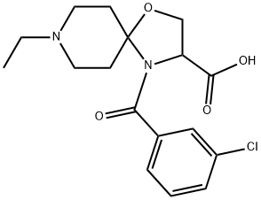 4-(3-chlorobenzoyl)-8-ethyl-1-oxa-4,8-diazaspiro[4.5]decane-3-carboxylic acid Struktur