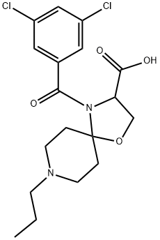 4-(3,5-dichlorobenzoyl)-8-propyl-1-oxa-4,8-diazaspiro[4.5]decane-3-carboxylic acid 化学構造式