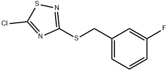 5-クロロ-3-{[(3-フルオロフェニル)メチル]スルファニル}-1,2,4-チアジアゾール 化学構造式