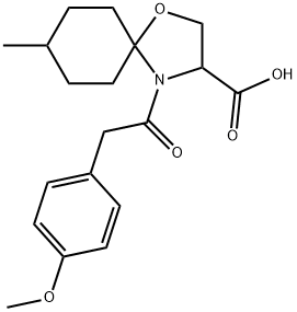 4-[2-(4-methoxyphenyl)acetyl]-8-methyl-1-oxa-4-azaspiro[4.5]decane-3-carboxylic acid Structure