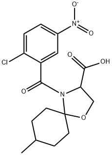 4-(2-chloro-5-nitrobenzoyl)-8-methyl-1-oxa-4-azaspiro[4.5]decane-3-carboxylic acid Struktur