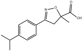 5-メチル-3-[4-(プロパン-2-イル)フェニル]-4,5-ジヒドロ-1,2-オキサゾール-5-カルボン酸 化学構造式