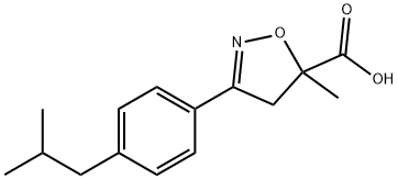 5-methyl-3-[4-(2-methylpropyl)phenyl]-4,5-dihydro-1,2-oxazole-5-carboxylic acid Struktur