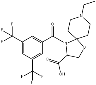 4-[3,5-bis(trifluoromethyl)benzoyl]-8-ethyl-1-oxa-4,8-diazaspiro[4.5]decane-3-carboxylic acid, 1326815-18-2, 结构式