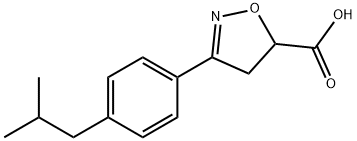 3-[4-(2-メチルプロピル)フェニル]-4,5-ジヒドロ-1,2-オキサゾール-5-カルボン酸 化学構造式