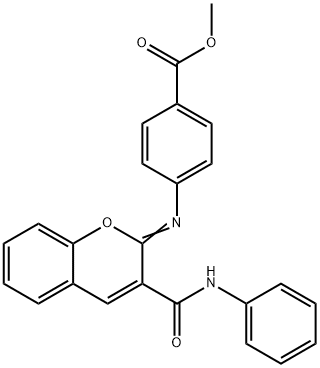 methyl 4-{[(2Z)-3-(phenylcarbamoyl)-2H-chromen-2-ylidene]amino}benzoate Struktur