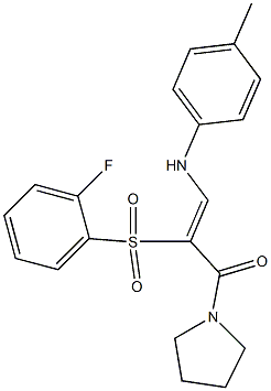 1327178-15-3 (Z)-2-(2-fluorophenyl)sulfonyl-3-(4-methylanilino)-1-pyrrolidin-1-ylprop-2-en-1-one