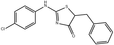 (E)-5-benzyl-2-((4-chlorophenyl)imino)thiazolidin-4-one 结构式