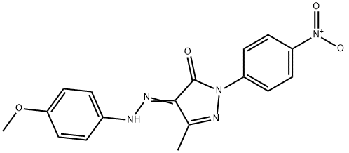 4-[(4-methoxyphenyl)hydrazono]-5-methyl-2-(4-nitrophenyl)-2,4-dihydro-3H-pyrazol-3-one 结构式