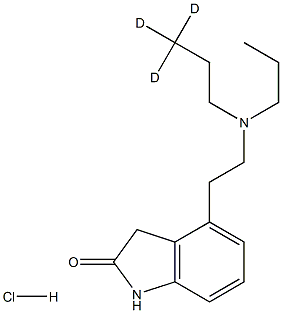 4-[2-[propyl(3,3,3-trideuteriopropyl)amino]ethyl]-1,3-dihydroindol-2-one:hydrochloride Struktur