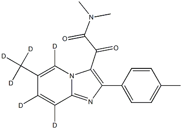 N,N-dimethyl-2-oxo-2-[5,7,8-trideuterio-2-(4-methylphenyl)-6-(trideuteriomethyl)imidazo[1,2-a]pyridin-3-yl]acetamide 化学構造式