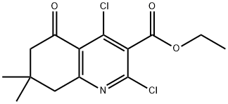 ETHYL 2,4-DICHLORO-7,7-DIMETHYL-5-OXO-5,6,7,8-TETRAHYDROQUINOLINE-3-CARBOXYLATE Struktur