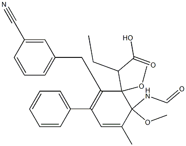 (2R,3R)-甲基 2-(3-氰基苯甲基)-3-(3,4-二甲氧基-[1,1-二联苯]-4-基碳杂草酰氨基)丁酯, 1332599-20-8, 结构式