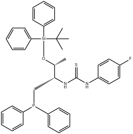 N-[(1S,2R)-2-[[(1,1-dimethylethyl)diphenylsilyl]oxy]-1-[(diphenylphosphino)methyl]propyl]-N'-(4-fluorophenyl)-Thiourea Structure