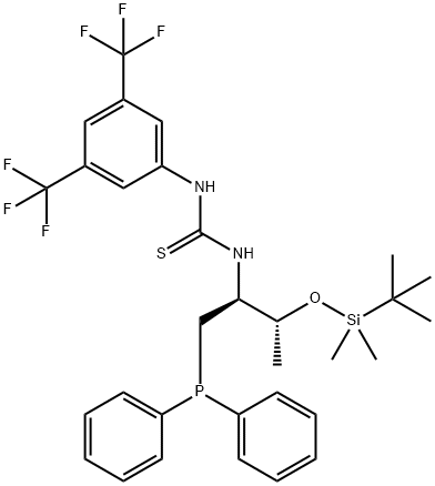 N-[3,5-bis(trifluoromethyl)phenyl]-N'-
[(1S,2R)-2-[[(1,1-
dimethylethyl)dimethylsilyl]oxy]-1-
[(diphenylphosphino)methyl]propyl]-Thiourea Structure