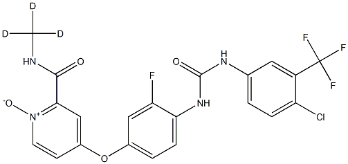 4-[4-[[4-chloro-3-(trifluoromethyl)phenyl]carbamoylamino]-3-fluorophenoxy]-1-oxido-N-(trideuteriomethyl)pyridin-1-ium-2-carboxamide, 1333489-03-4, 结构式
