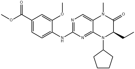 (R)-4-(8-Cyclopentyl-7-ethyl-5-methyl-6-oxo-5,6,7,8-tetrahydro-pteridin-2-ylamino) -3-methoxy-benzoic acid methyl ester Structure