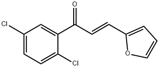 (2E)-1-(2,5-ジクロロフェニル)-3-(フラン-2-イル)プロプ-2-エン-1-オン 化学構造式