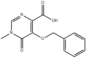 5-(benzyloxy)-1-methyl-6-oxo-1,6-dihydropyrimidine-4-carboxylic acid Struktur