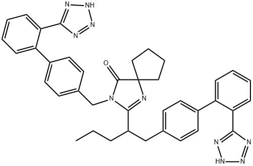 3-[[4-[2-(2H-tetrazol-5-yl)phenyl]phenyl]methyl]-2-[1-[4-[2-(2H-tetrazol-5-yl)phenyl]phenyl]pentan-2-yl]-1,3-diazaspiro[4.4]non-1-en-4-one