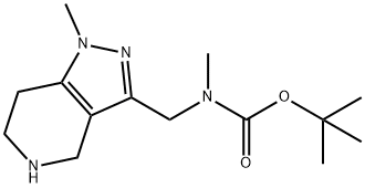 Methyl-(1-methyl-4,5,6,7-tetrahydro-1H-pyrazolo[4,3-c]pyridin-3-ylmethyl)-carbamic acid tert-butyl ester 化学構造式