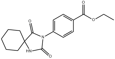 4-(2,4-Dioxo-1,3-diaza-spiro[4.5]dec-3-yl)-benzoic acid ethyl ester Struktur