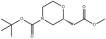 (R)-tert-butyl 2-((methoxycarbonyl)methyl)morpholine-4-carboxylate Struktur