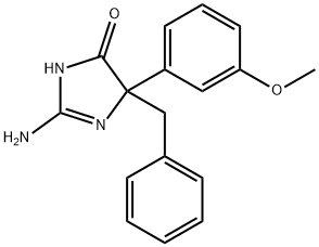 2-amino-5-benzyl-5-(3-methoxyphenyl)-4,5-dihydro-1H-imidazol-4-one 化学構造式