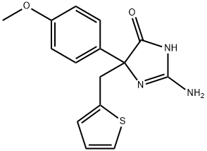 2-amino-5-(4-methoxyphenyl)-5-[(thiophen-2-yl)methyl]-4,5-dihydro-1H-imidazol-4-one 化学構造式
