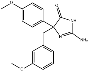 2-amino-5-(4-methoxyphenyl)-5-[(3-methoxyphenyl)methyl]-4,5-dihydro-1H-imidazol-4-one Structure