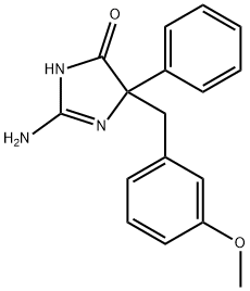 2-amino-5-[(3-methoxyphenyl)methyl]-5-phenyl-4,5-dihydro-1H-imidazol-4-one Struktur