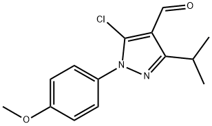 5-クロロ-1-(4-メトキシフェニル)-3-(プロパン-2-イル)-1H-ピラゾール-4-カルブアルデヒド 化学構造式