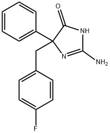 2-amino-5-[(4-fluorophenyl)methyl]-5-phenyl-4,5-dihydro-1H-imidazol-4-one 结构式