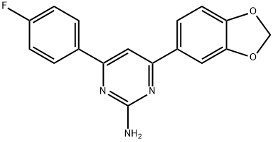 4-(2H-1,3-benzodioxol-5-yl)-6-(4-fluorophenyl)pyrimidin-2-amine Struktur