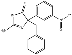 2-amino-5-benzyl-5-(3-nitrophenyl)-4,5-dihydro-1H-imidazol-4-one 化学構造式
