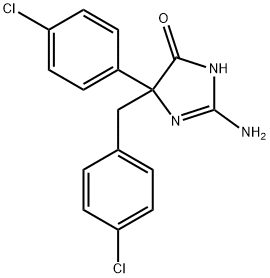 2-amino-5-(4-chlorophenyl)-5-[(4-chlorophenyl)methyl]-4,5-dihydro-1H-imidazol-4-one 化学構造式
