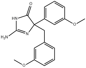 2-amino-5-(3-methoxyphenyl)-5-[(3-methoxyphenyl)methyl]-4,5-dihydro-1H-imidazol-4-one Structure